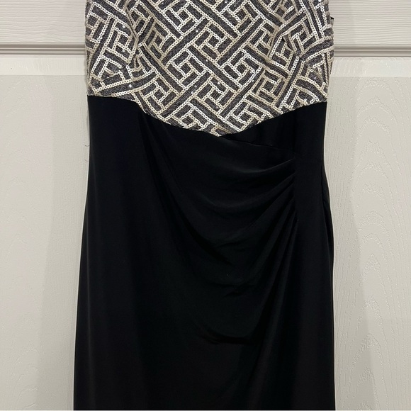 LAUREN RALPH LAUREN EVENING Sequin Bodice Ruched Maxi Gown Womens Size 10 - Picture 6 of 11